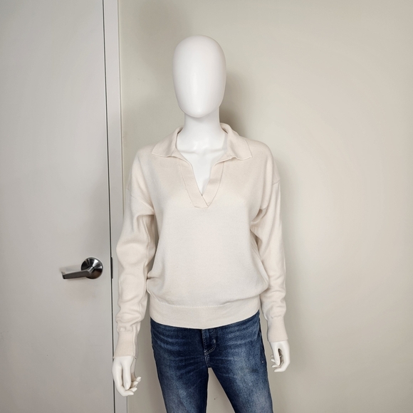 Wilfred Sweaters - Wilfred Aritzia Light Beige Cream Collared Merino Wool Sweater Sz S